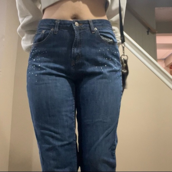 Y2k Rhinestone Bootcut Jeans Size 10 - Picture 2 of 5